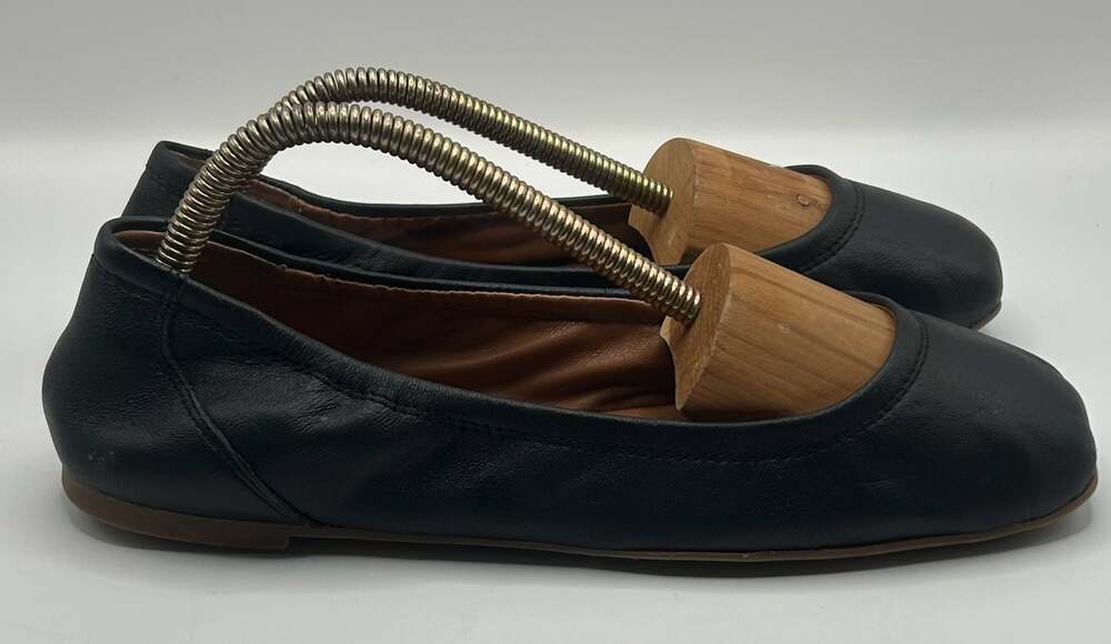 Lucky Brand Emmie Black Leather Square Toe Ballet Flats 8.5 - Picture 6 of 7